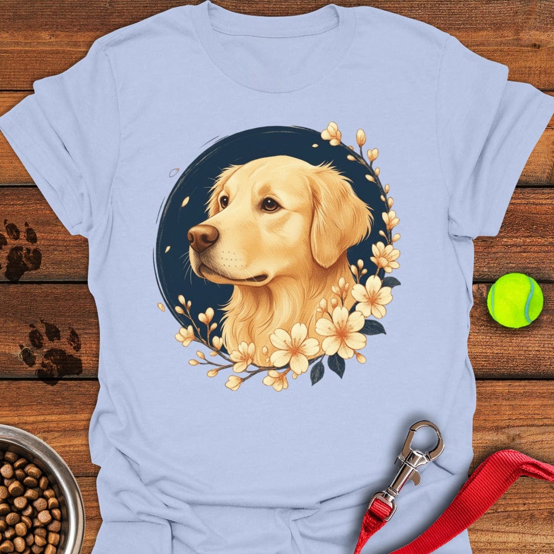 Golden Retriever Flower Light Blue
