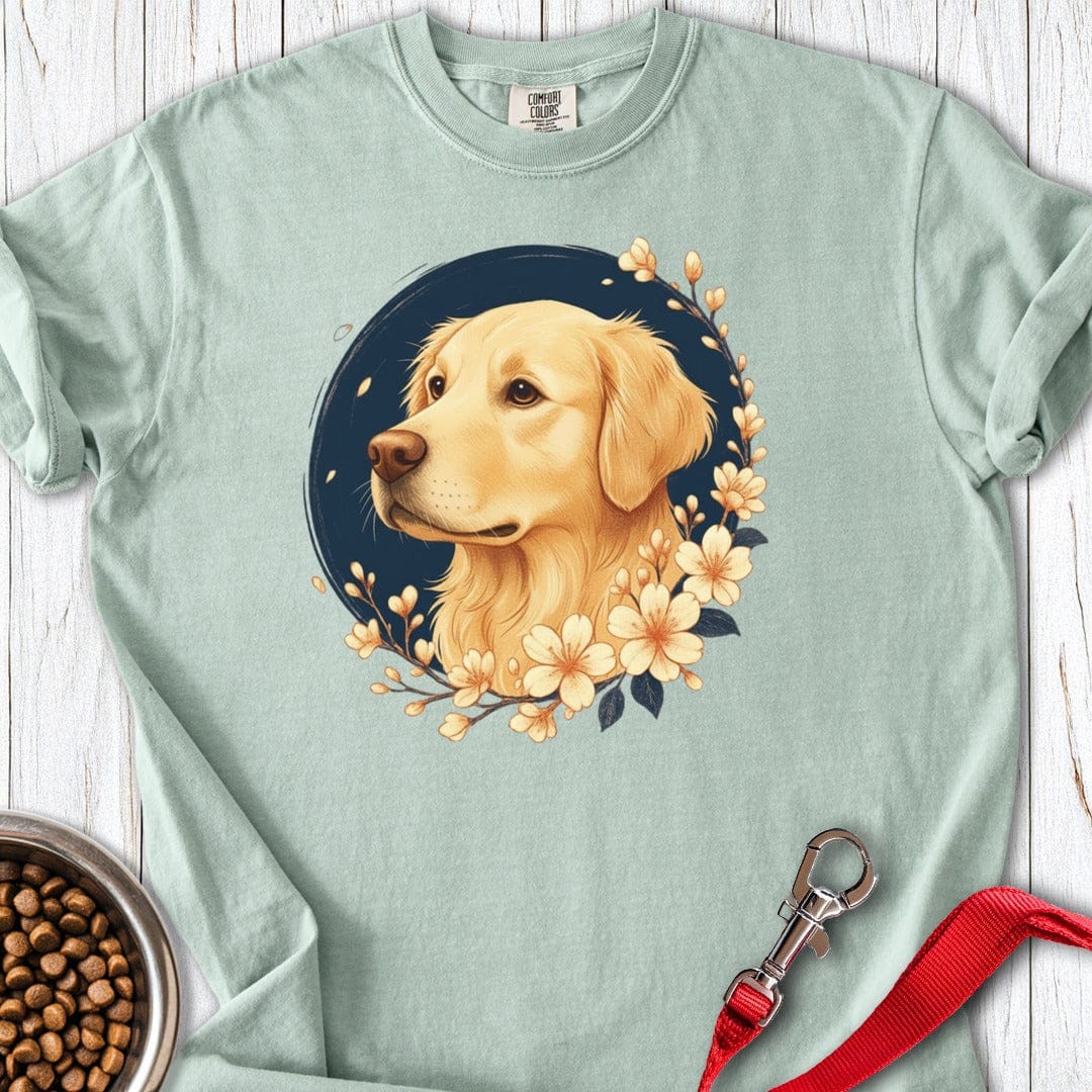 Golden Retriever Flowers Premium Tee Bay