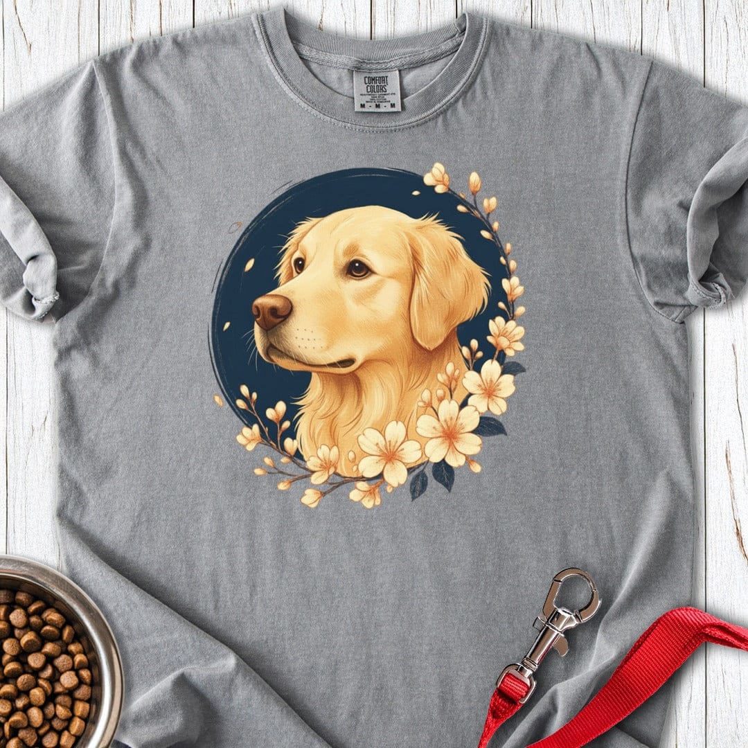 Golden Retriever Flowers Premium Tee Grey