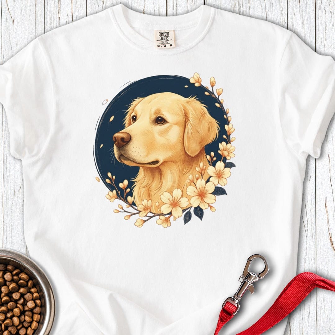 Golden Retriever Flowers Premium Tee White