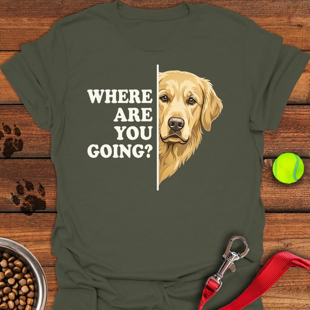 Golden Retriever Following Military Green