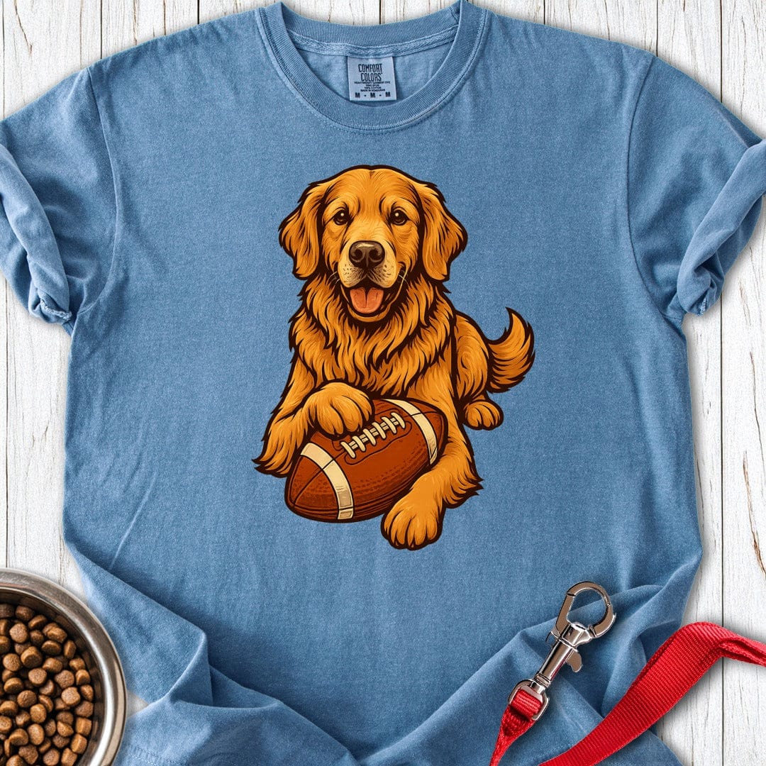 Golden Retriever Football Premium Tee Blue Jean