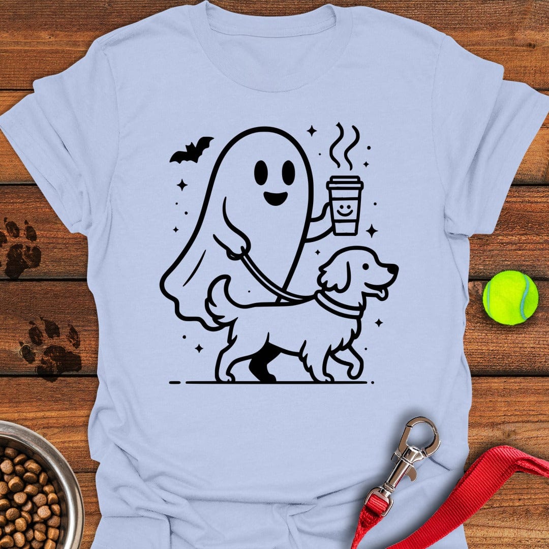 Golden Retriever Ghost Halloween T-Shirt Light Blue