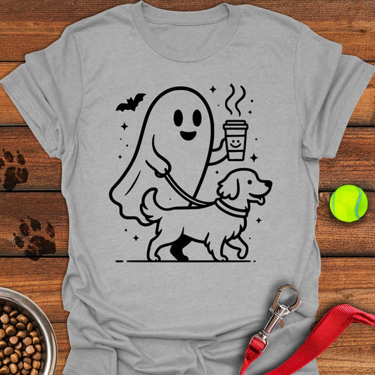 Golden Retriever Ghost Halloween T-Shirt Sport Grey