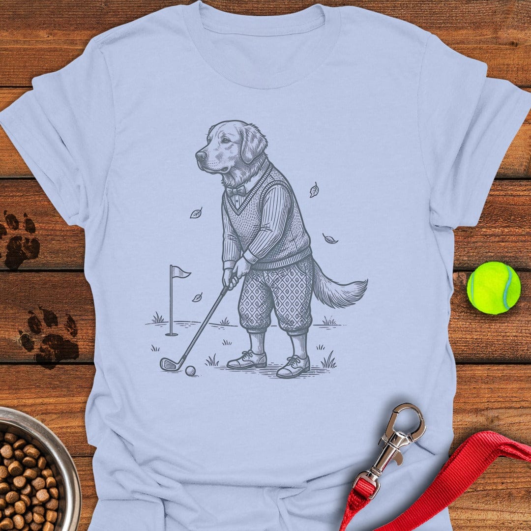 Golden Retriever Golfer Light Blue