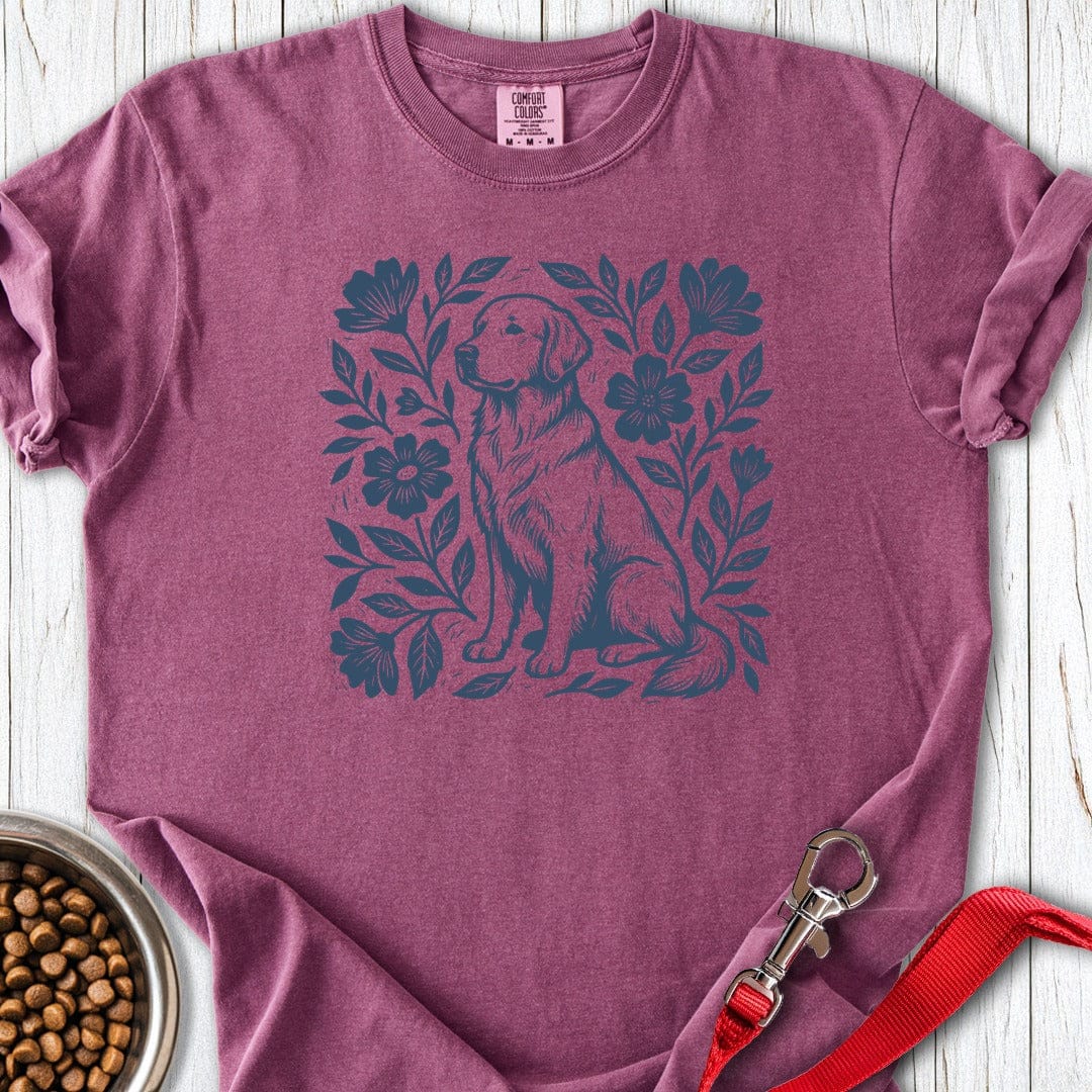 Golden Retriever Linocut Premium Tee Berry