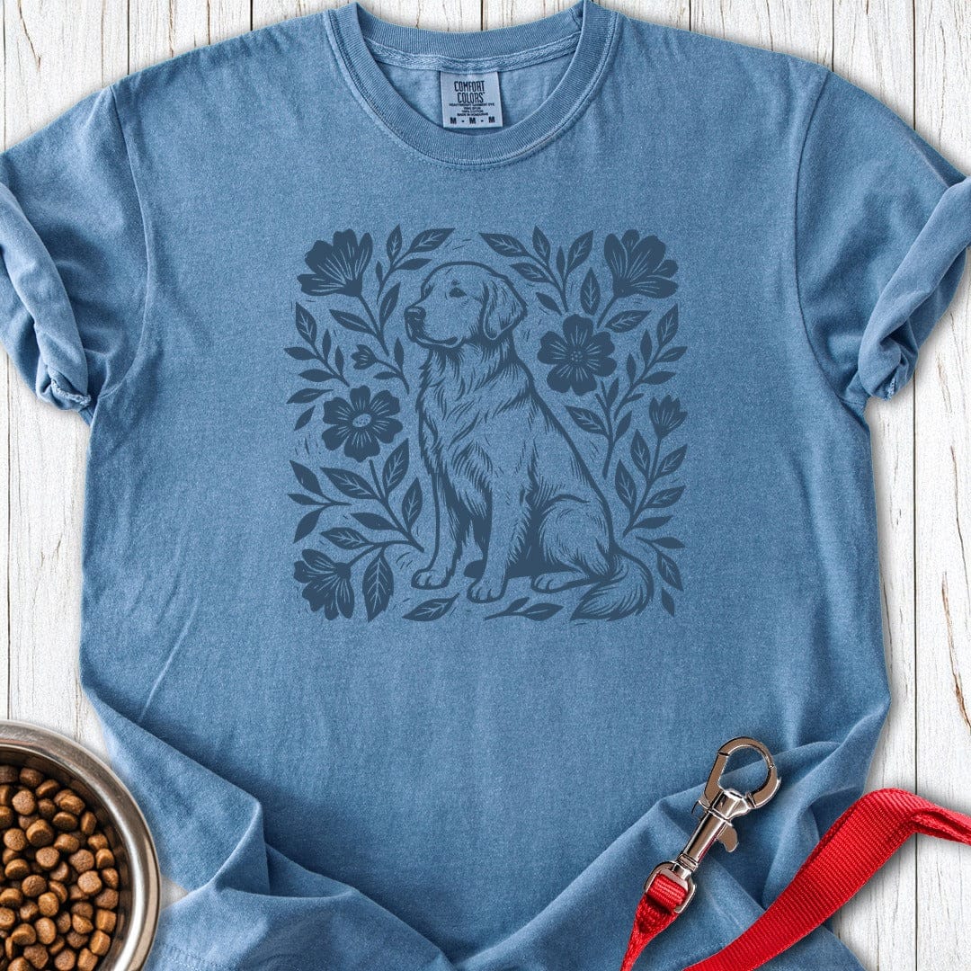 Golden Retriever Linocut Premium Tee Blue Jean