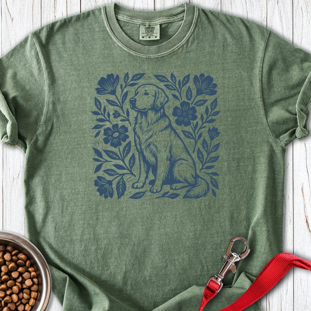 Golden Retriever Linocut Premium Tee Moss