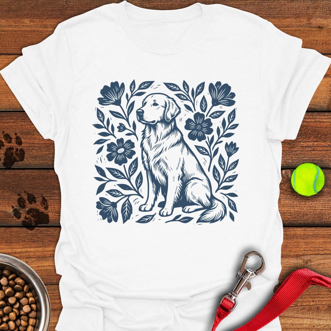 Golden Retriever Linocut White