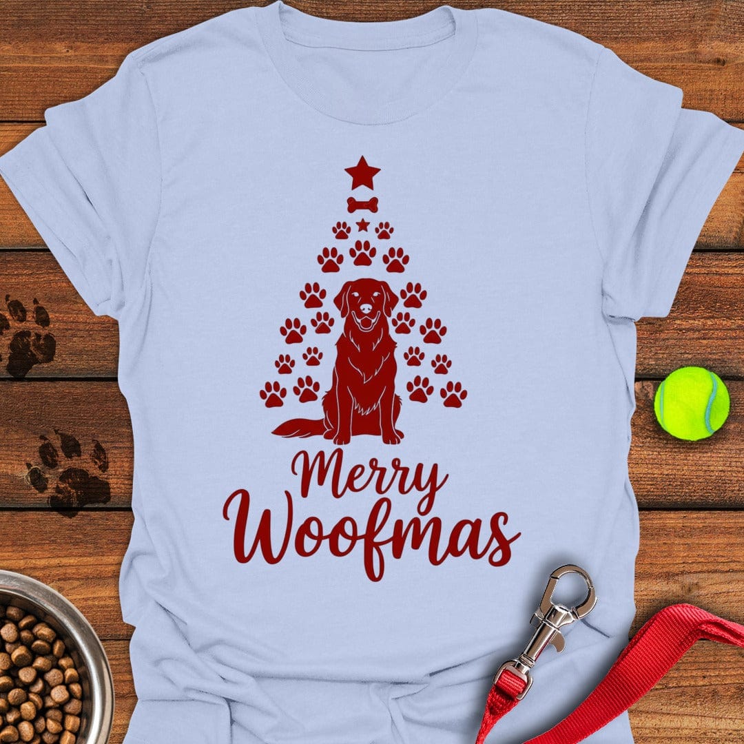 Golden Retriever Merry Woofmas Christmas Light Blue
