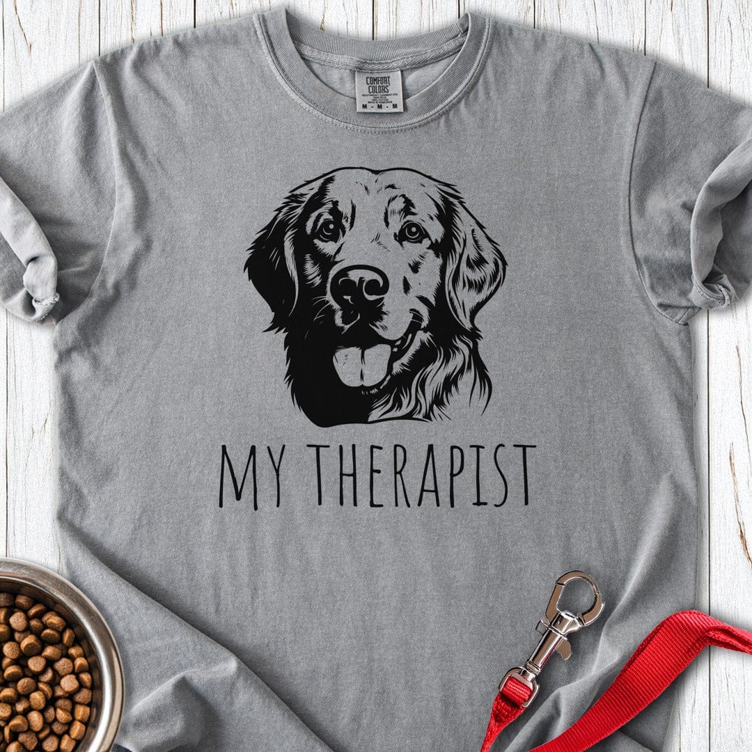 Golden Retriever My Therapist Premium Tee Grey
