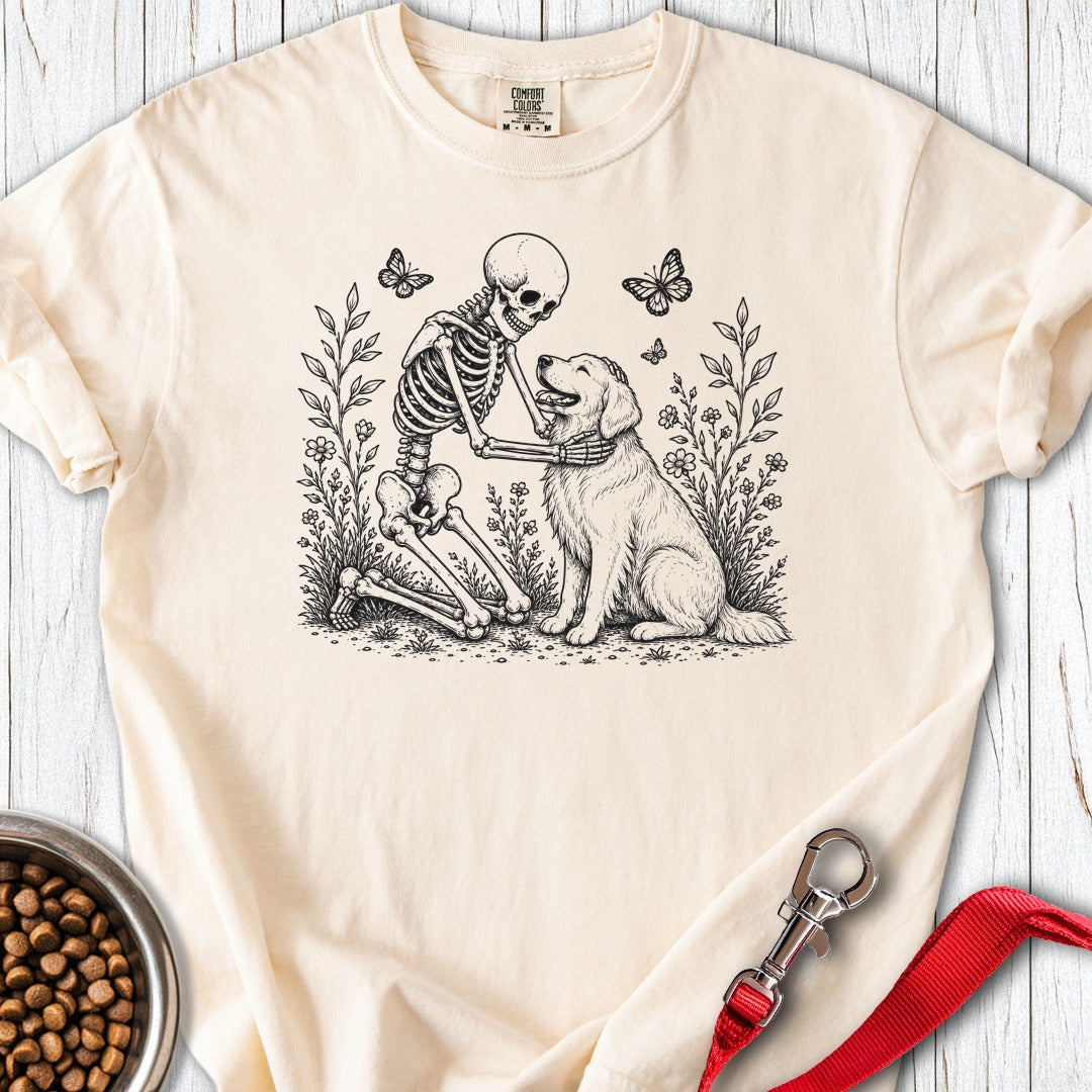 Golden Retriever Skeleton Halloween Premium Tee Ivory