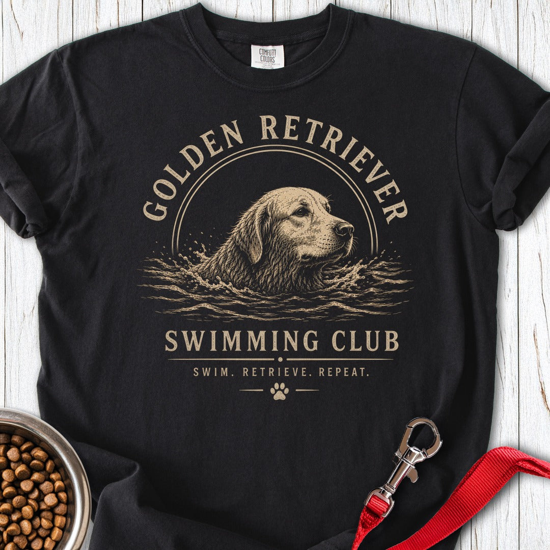 Golden Retriever Swimming Club Premium Tee Black