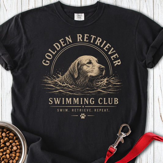 Golden Retriever Swimming Club Premium Tee Black