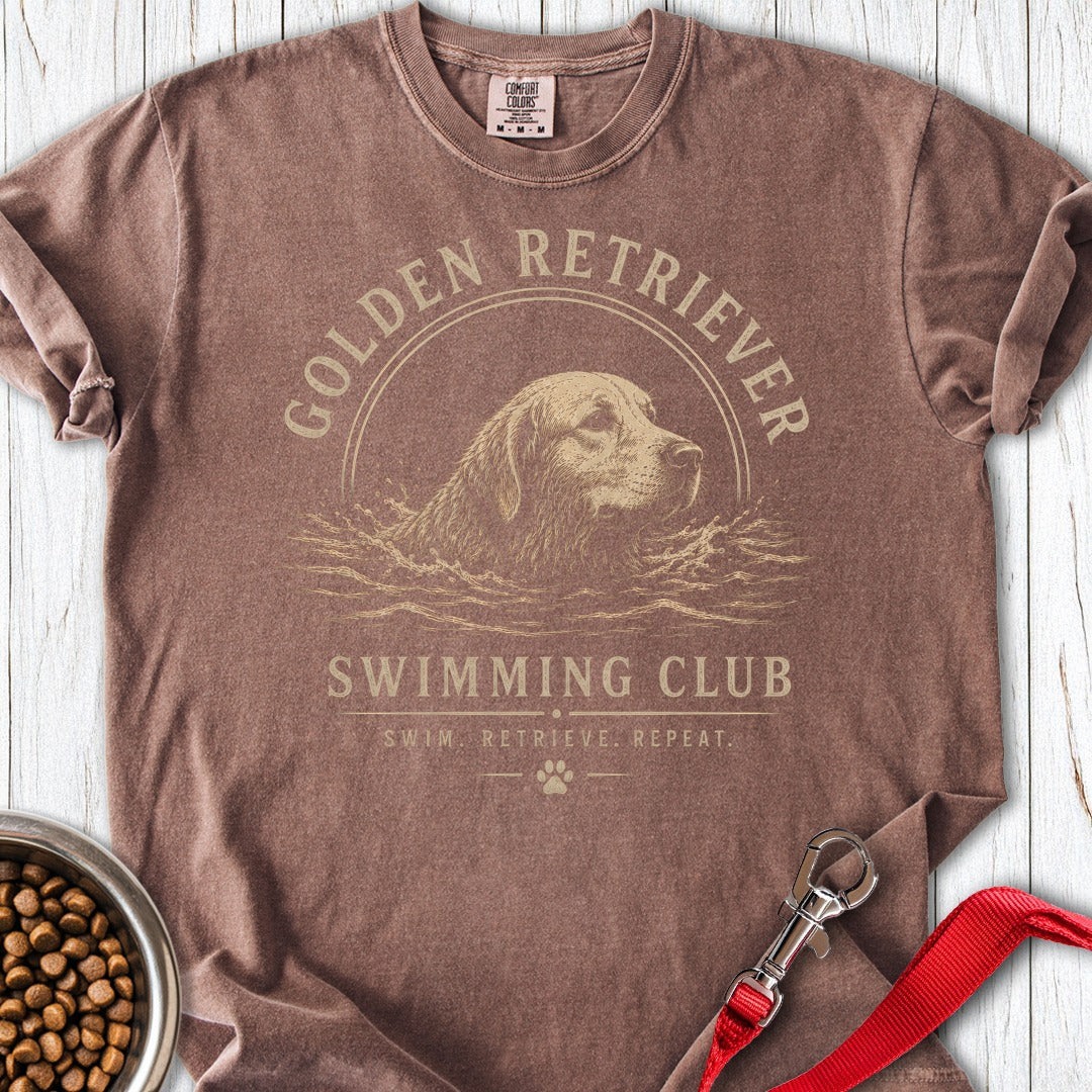 Golden Retriever Swimming Club Premium Tee Espresso