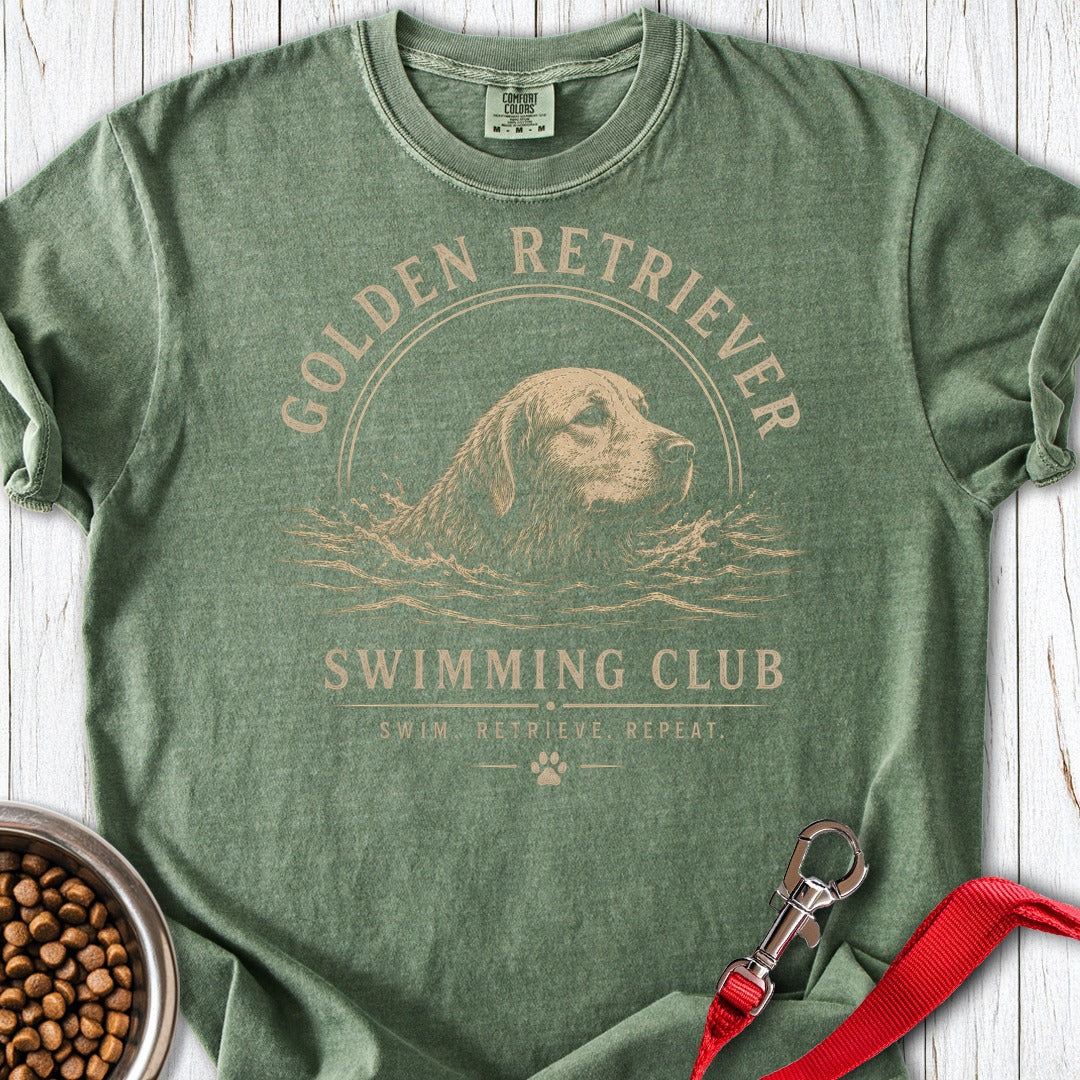 Golden Retriever Swimming Club Premium Tee Moss