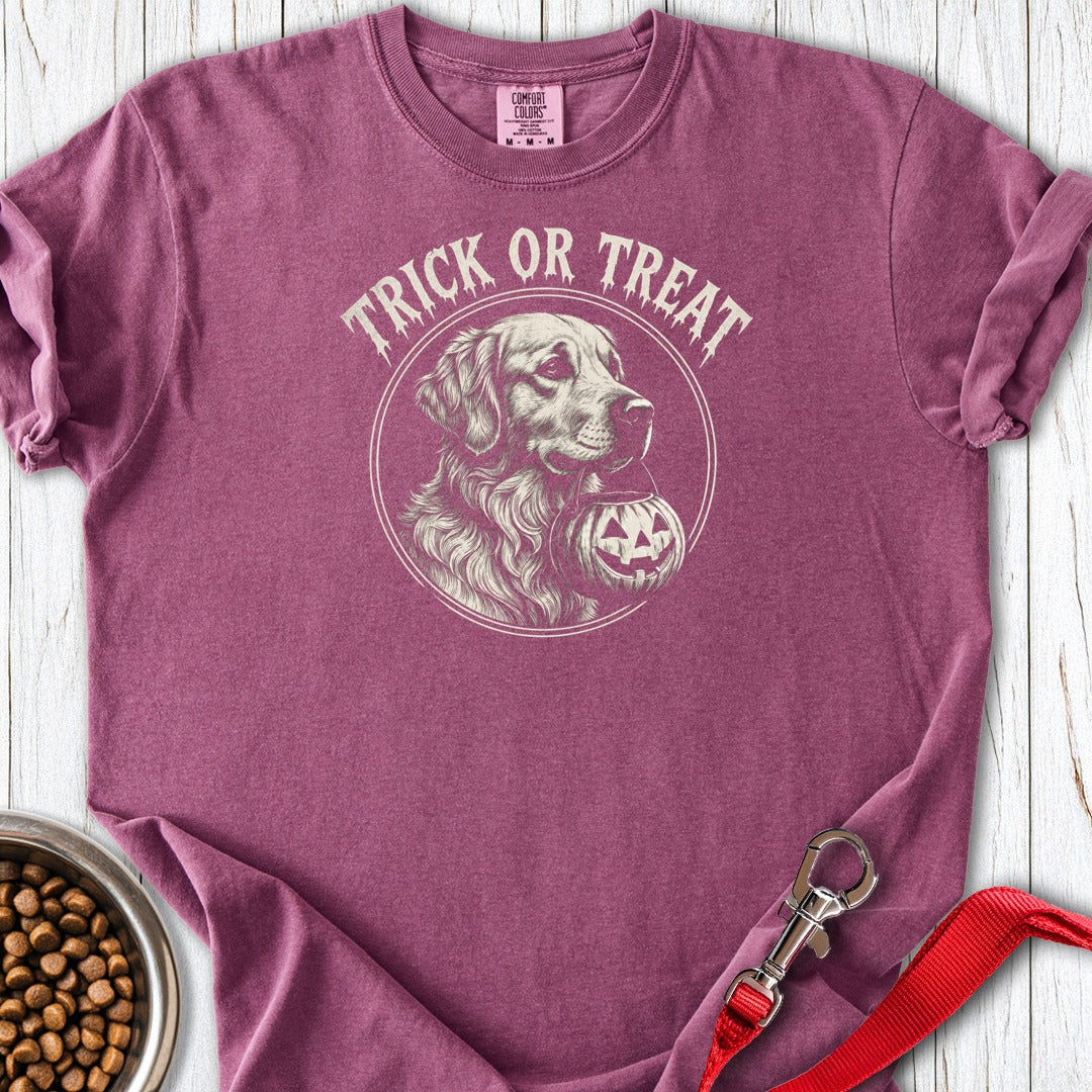 Golden Retriever Trick or Treat Halloween Premium Tee Berry