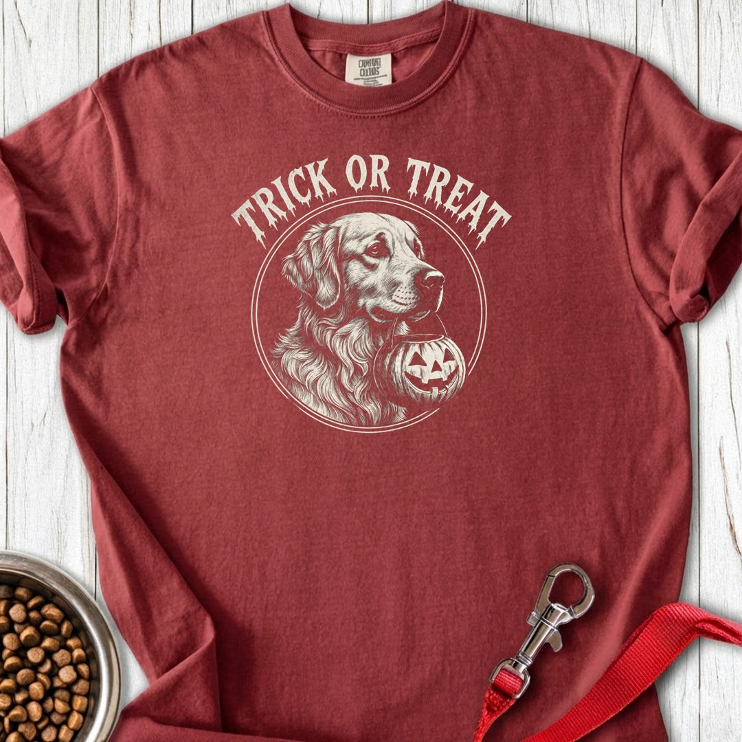 Golden Retriever Trick or Treat Halloween Premium Tee Brick
