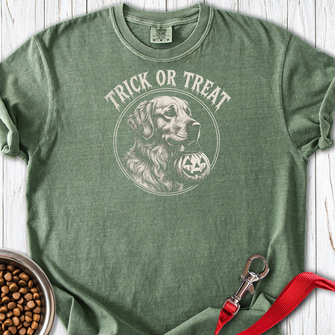Golden Retriever Trick or Treat Halloween Premium Tee Moss