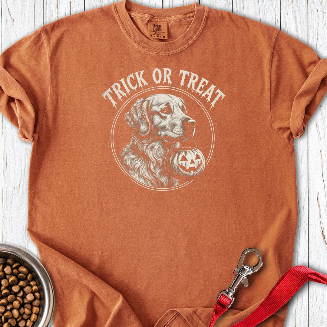 Golden Retriever Trick or Treat Halloween Premium Tee Yam