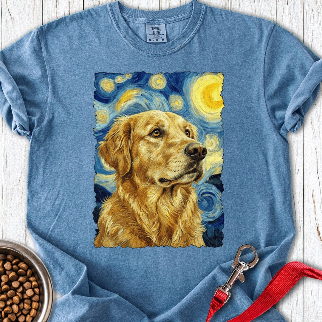 Golden Retriever Van Gogh Premium Tee Blue Jean