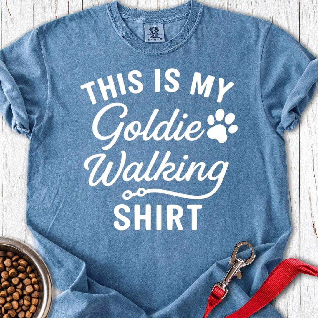 Golden Retriever Walking Premium Tee Blue Jean