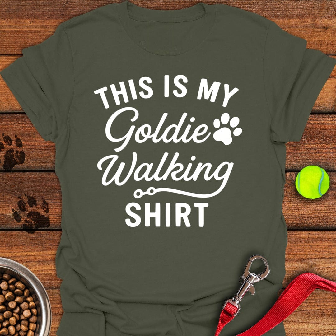 Golden Retriever Walking T-Shirt Military Green