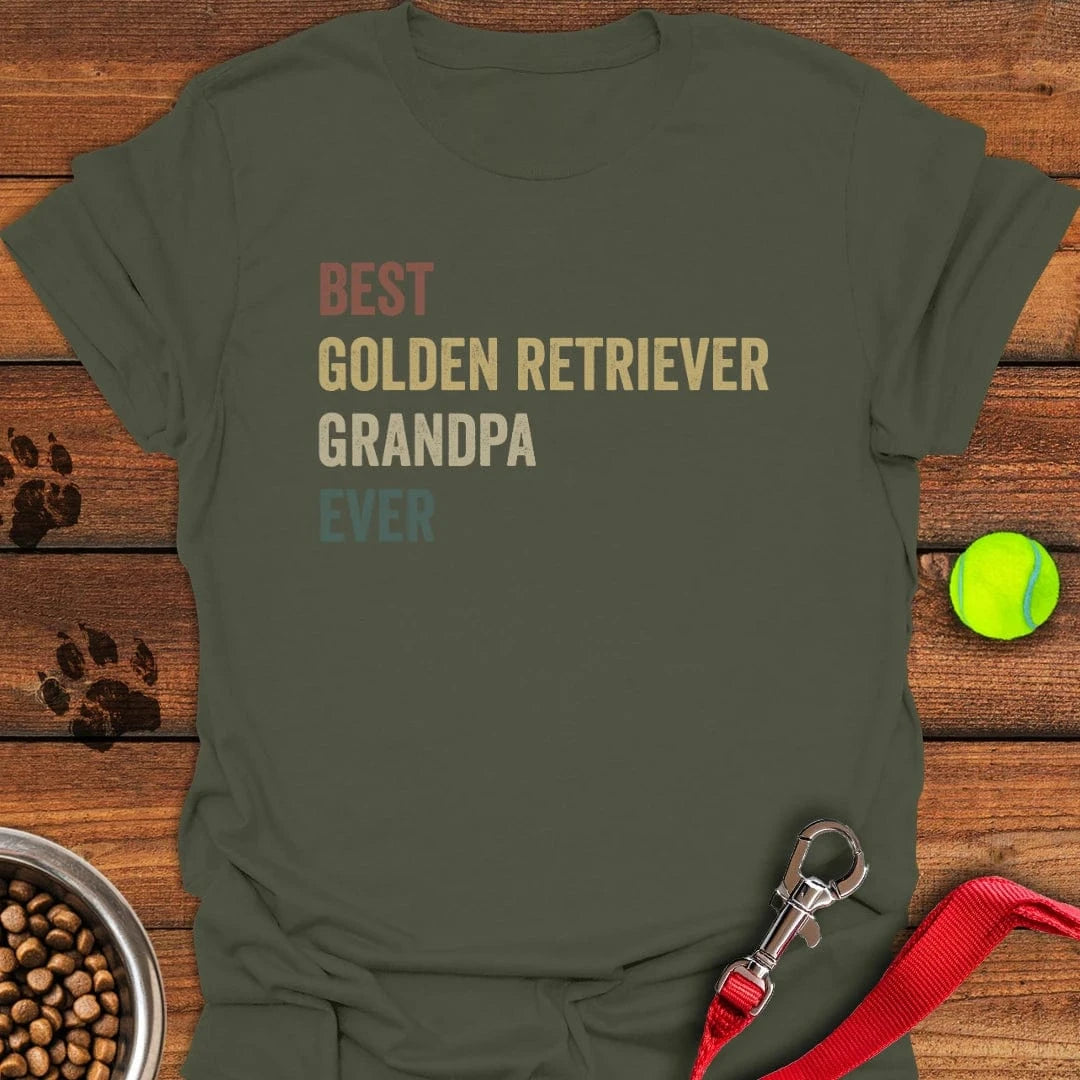 Golden Retriever Grandpa T-Shirt Military Green