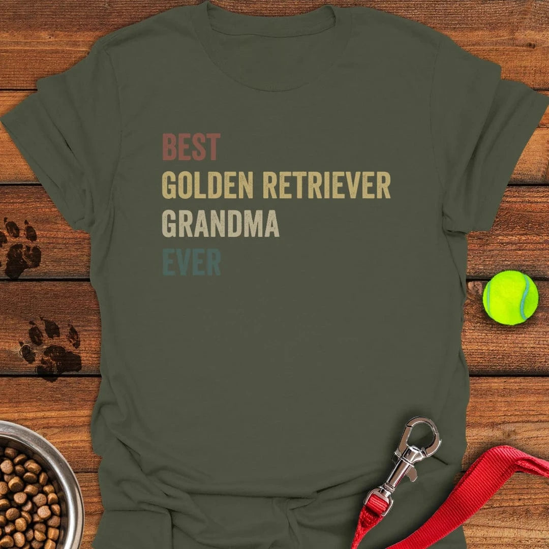 Golden Retriever Grandma T-Shirt Military Green