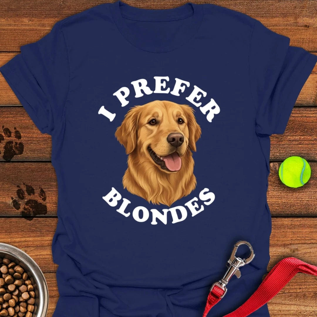 I Prefer Blondes Golden Retriever T-Shirt Navy