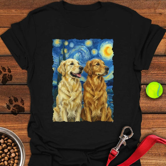 Golden Retriever Starry Night T-Shirt Black