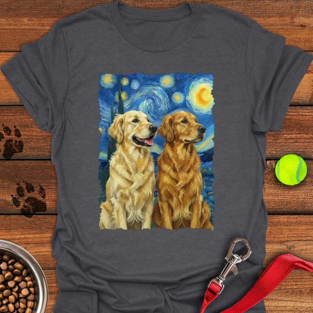 Golden Retriever Starry Night T-Shirt Dark Heather