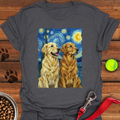 Golden Retriever Starry Night T-Shirt Dark Heather