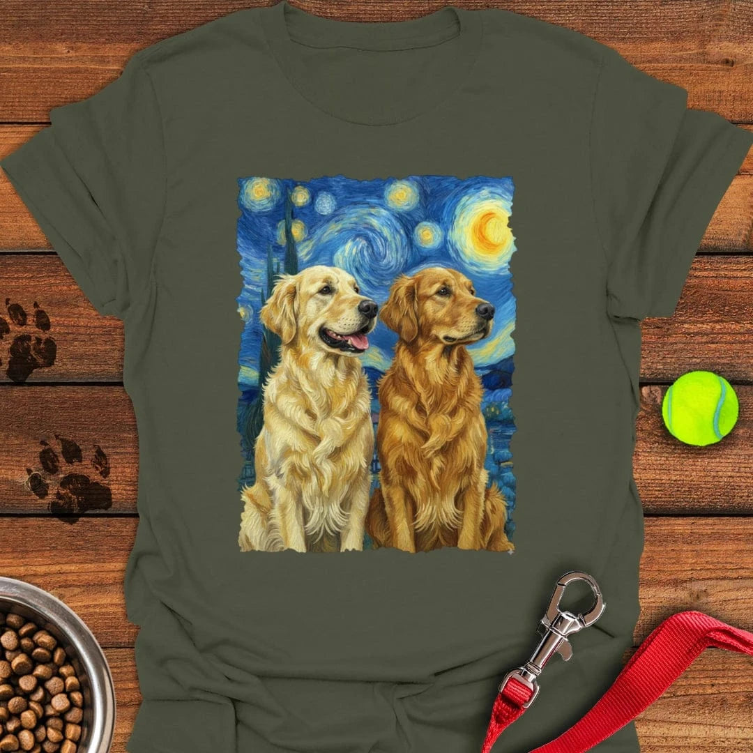 Golden Retriever Starry Night T-Shirt Military Green
