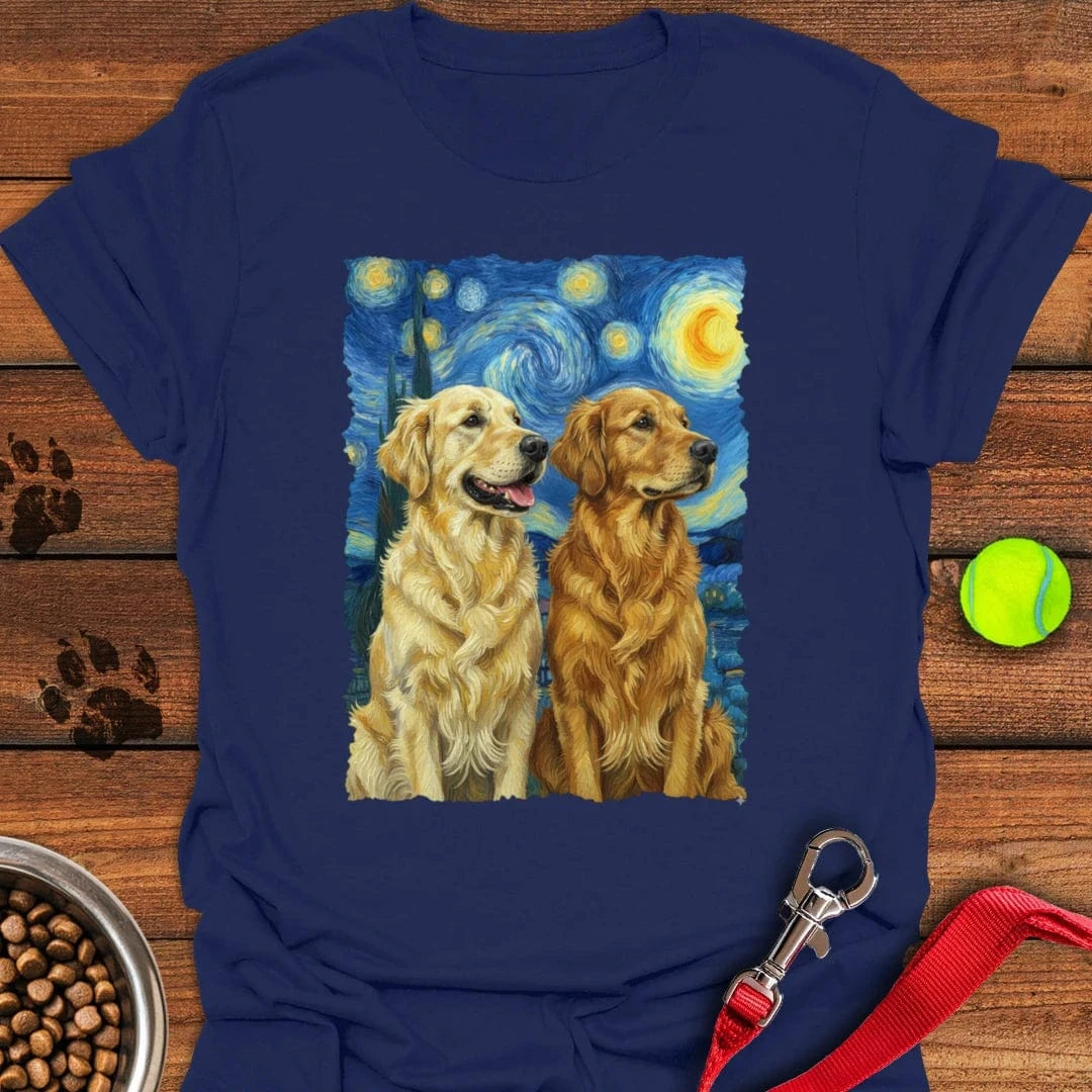 Golden Retriever Starry Night T-Shirt Navy