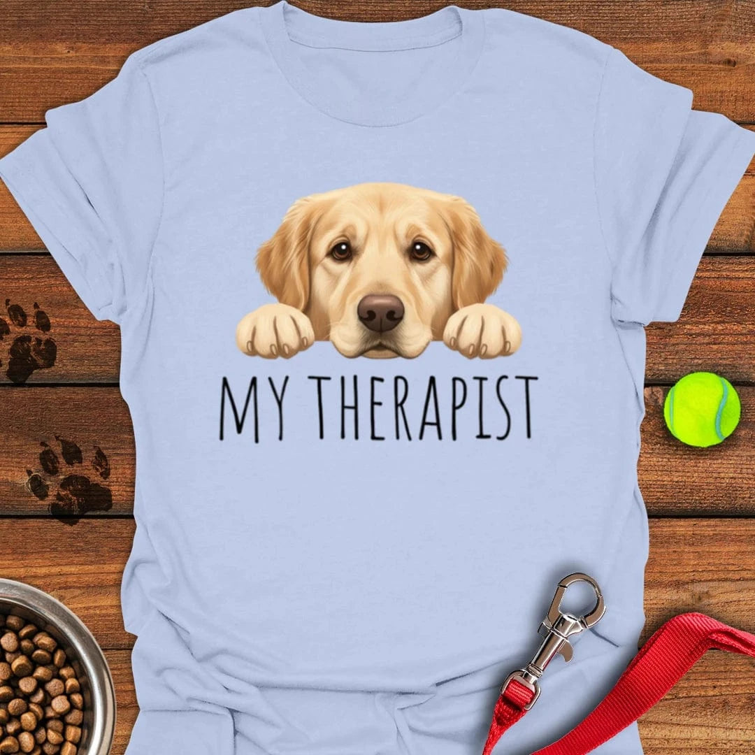 My Therapist Golden Retriever T-Shirt Light Blue