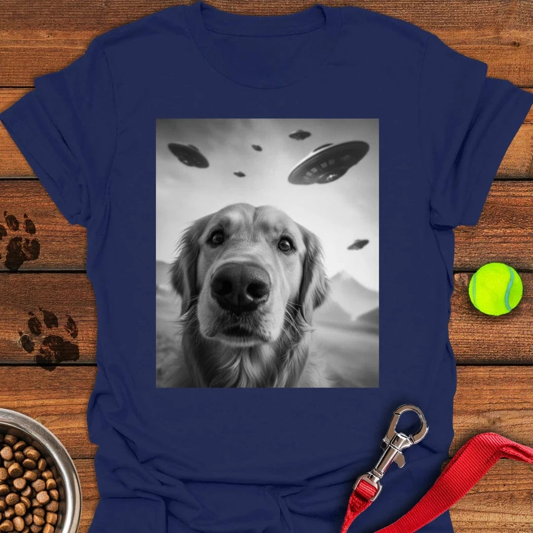 Golden Retriever UFO T-Shirt Navy