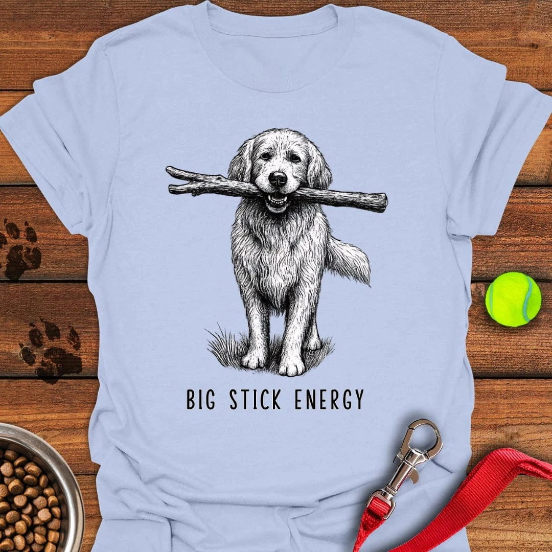 Golden Retriever Big Stick Energy T-Shirt Light Blue