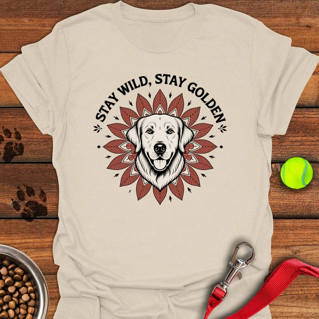 Golden Retriever Flower T-Shirt Natural