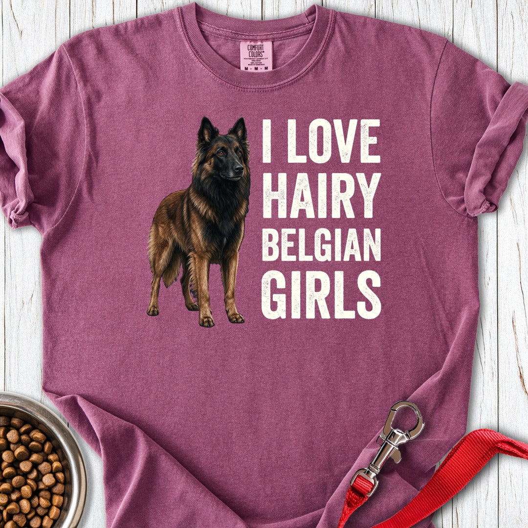 Hairy Belgian Tervuren Girls Premium Tee Berry