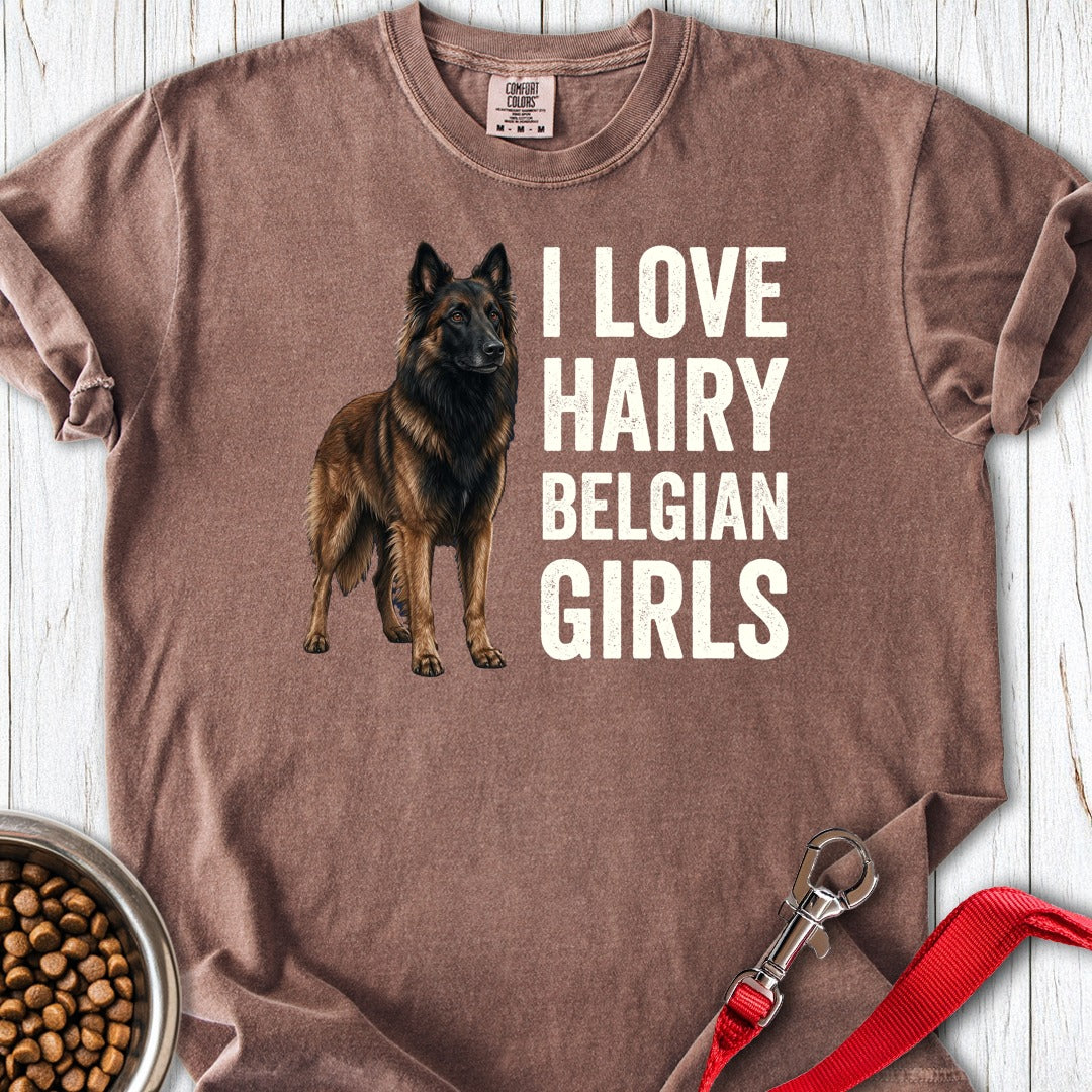 Hairy Belgian Tervuren Girls Premium Tee Espresso