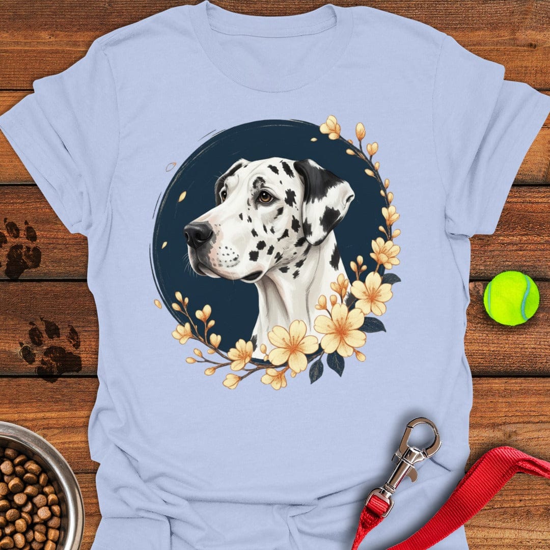 Harlequin Great Dane Flowers Light Blue
