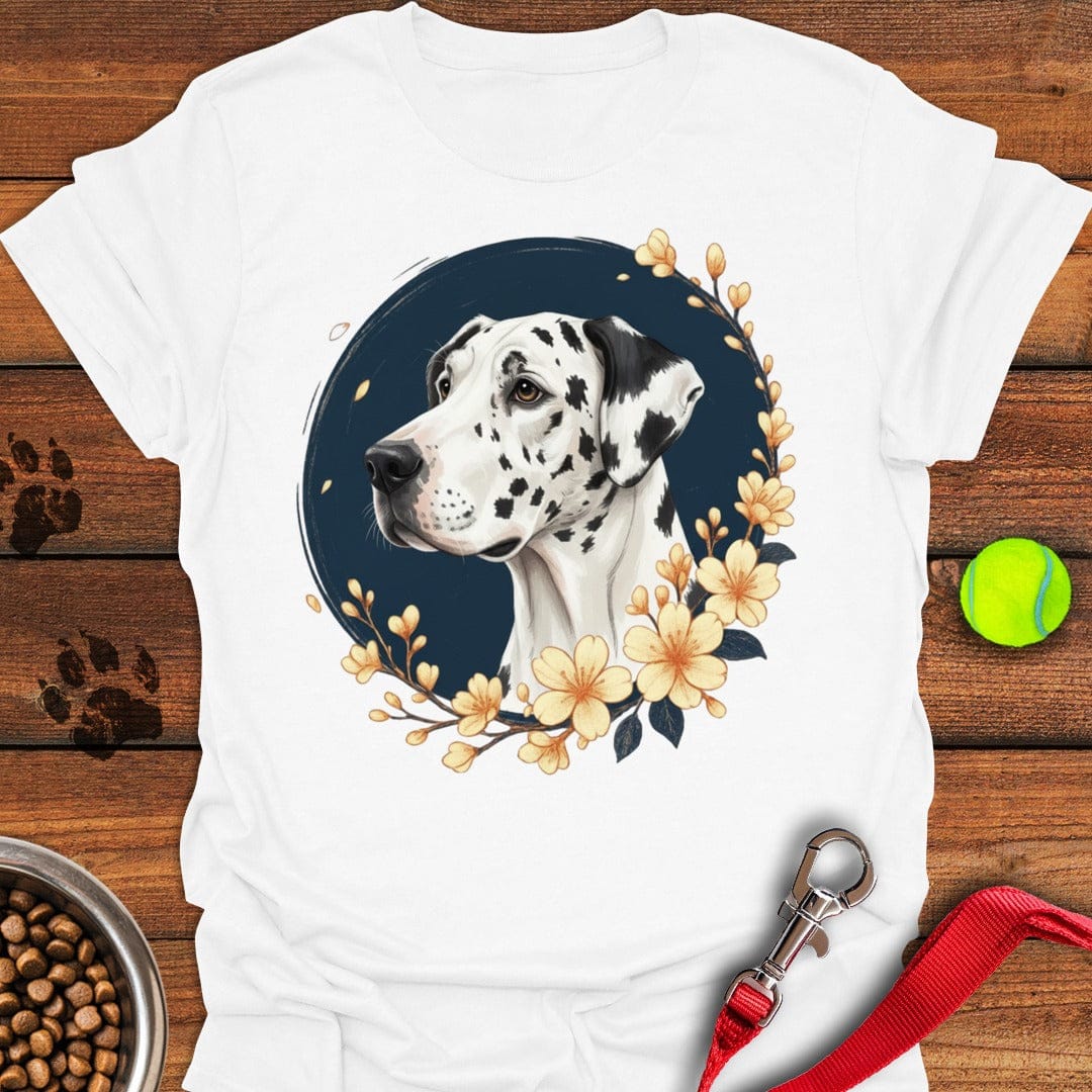 Harlequin Great Dane Flowers White