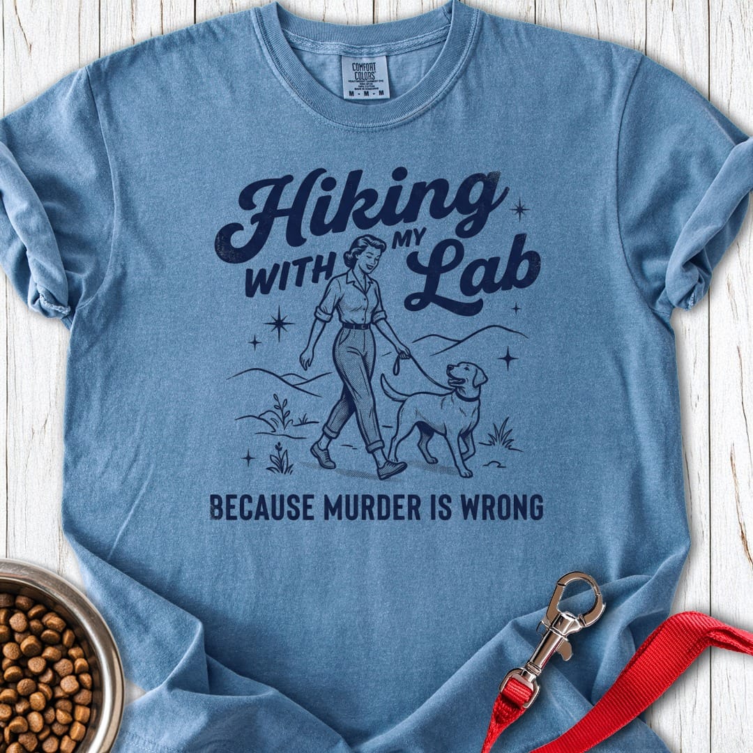 Hiking With My Lab Premium Tee Blue Jean