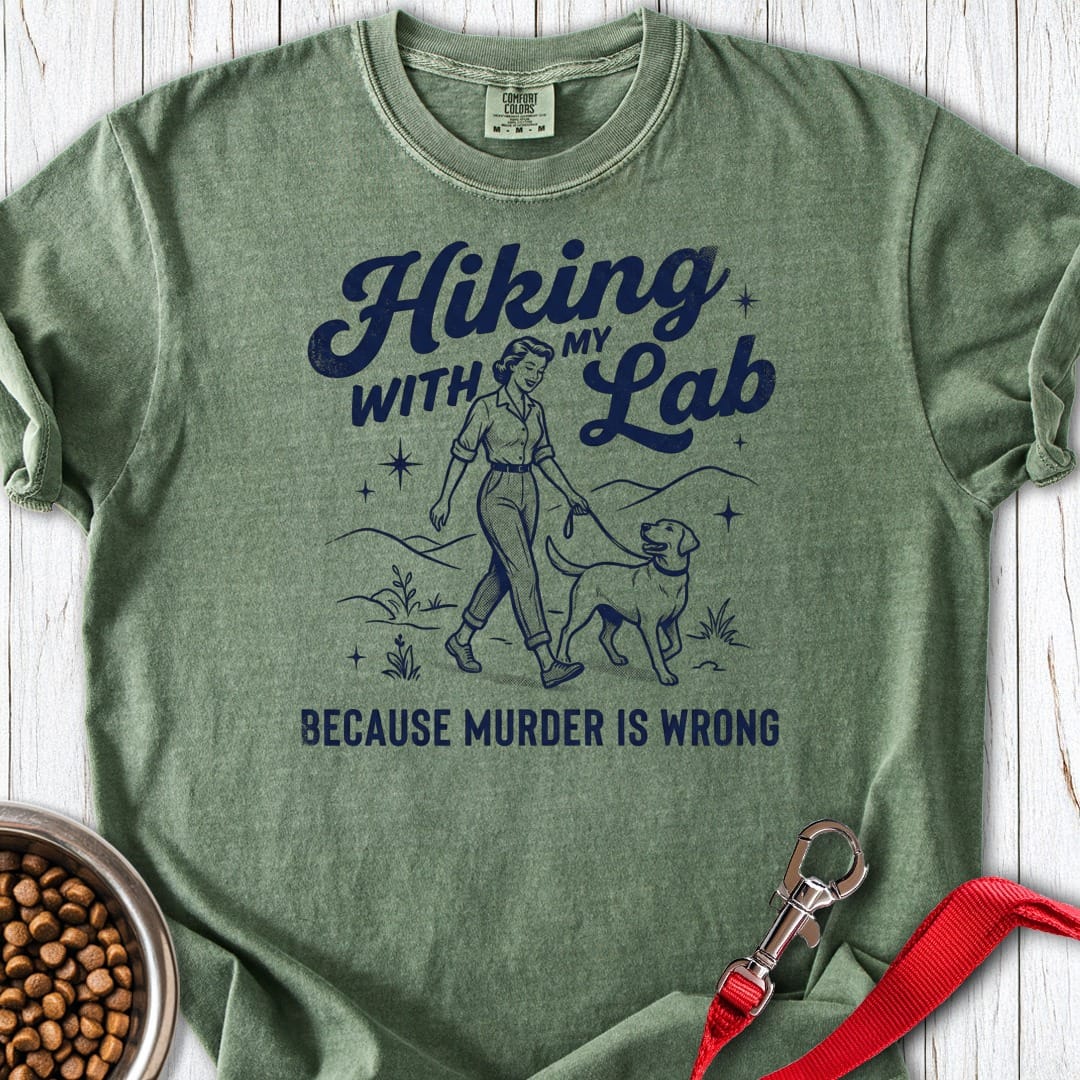 Hiking With My Lab Premium Tee Moss
