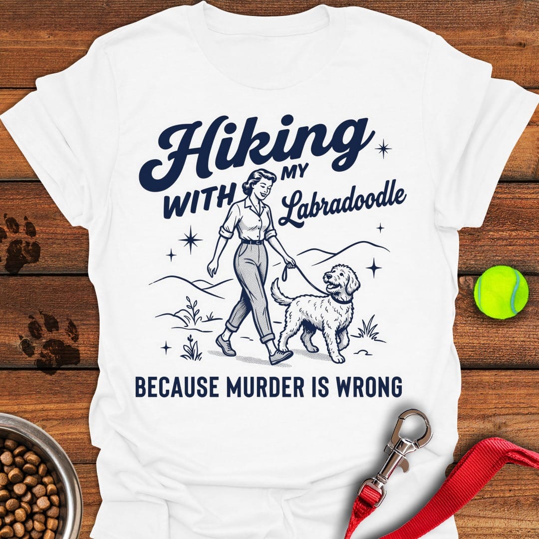 Hiking With My Labradoodle White
