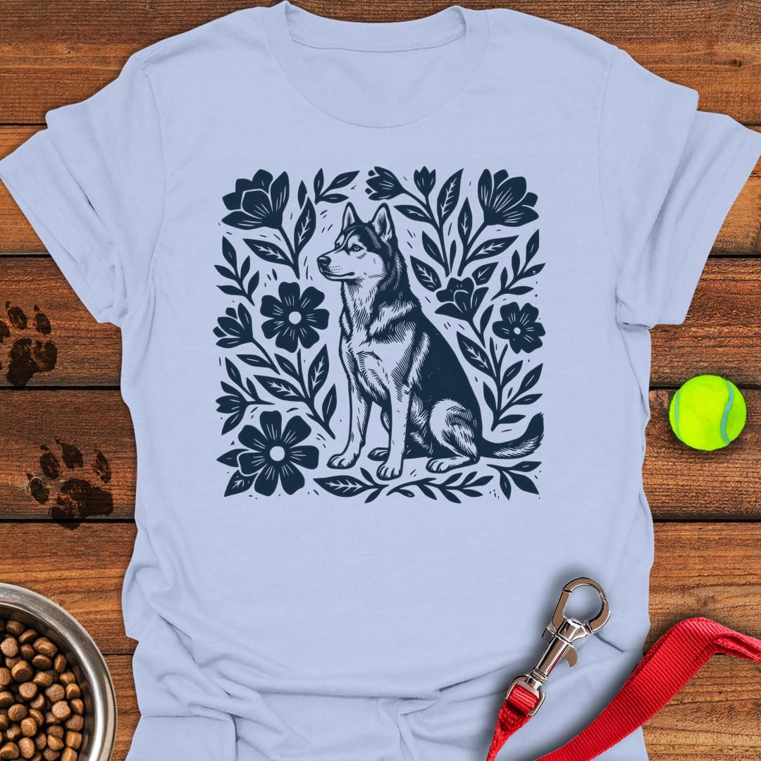Husky Linocut Light Blue