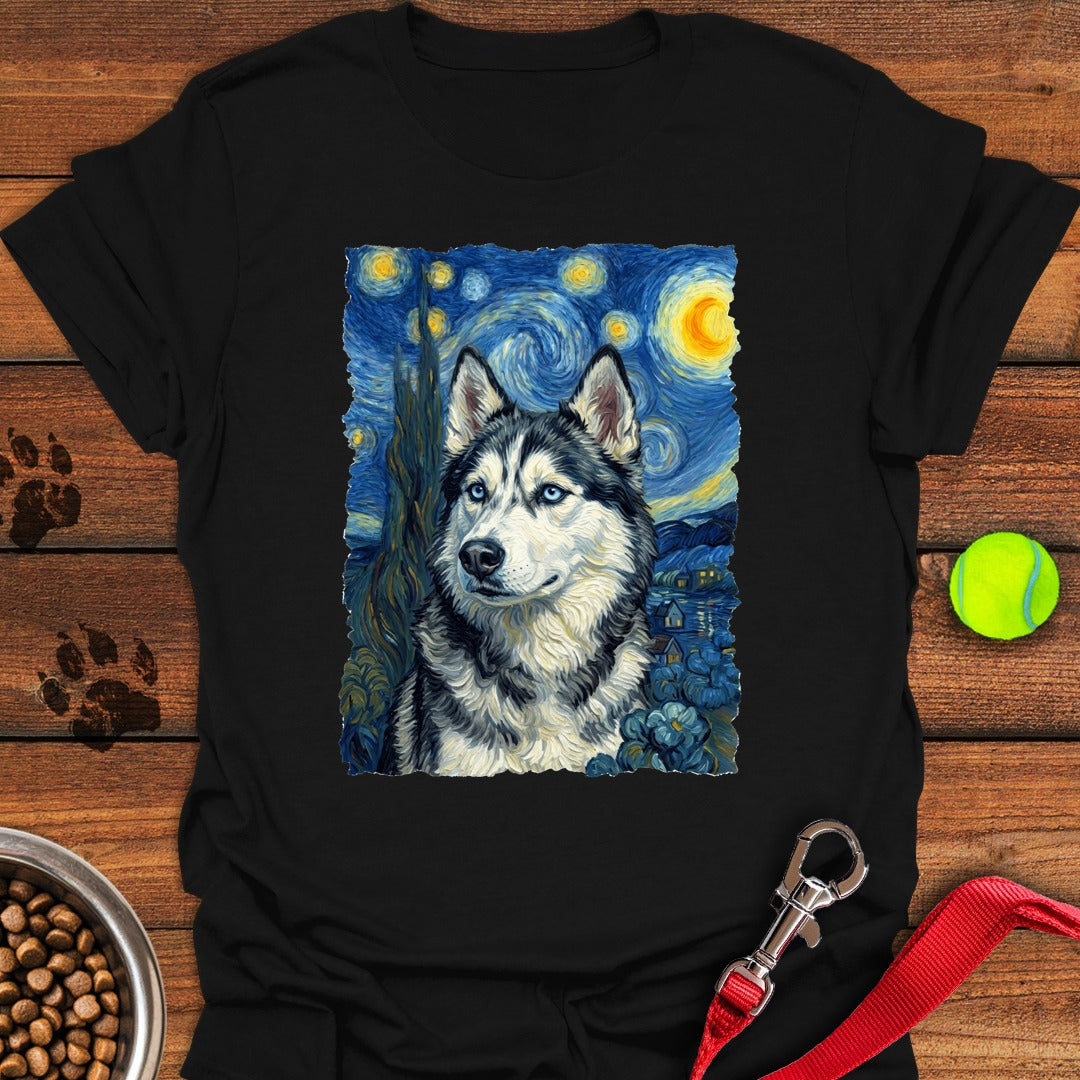 Husky Portrait Van Gogh Black