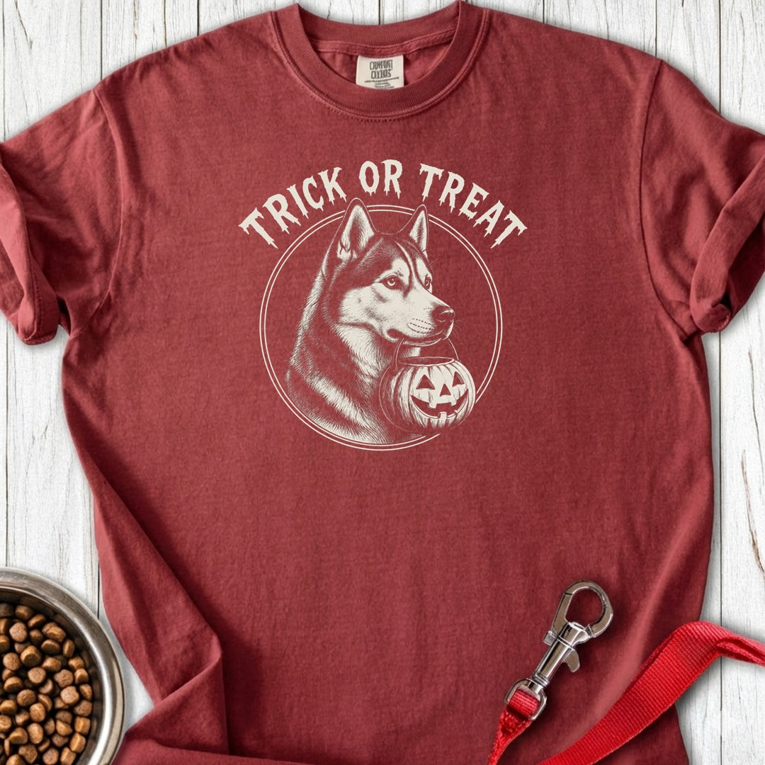 Husky Trick or Treat Halloween Premium Tee Brick