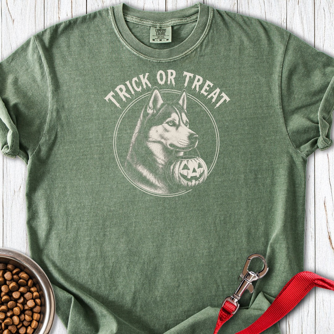 Husky Trick or Treat Halloween Premium Tee Moss